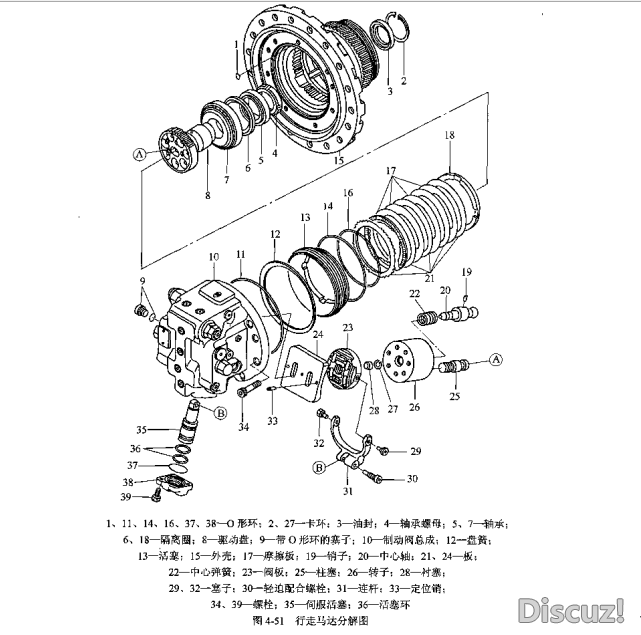 挖机行走减速机拆解图图片