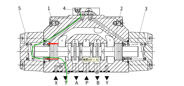 绿色外控油源，怀疑透过红色标的缝隙漏出