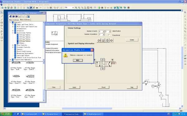  automation studio 5.2 做的仿真，液压阀怎么编辑错误?