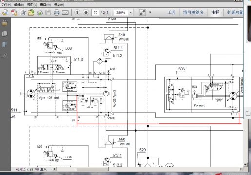 一个飞机牵引车的行驶系统液压图（局部）