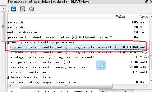 求助大神：AMEsim中的汽车滚动阻力系数怎么设置