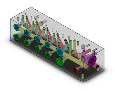 刚刚学习用SW画了个阀块